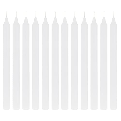 Mega Candles 12 pcs Unscented Straight White Taper Candles, Hand Poured Wax Candle 10 Inch x 7/8 Inch, Home Décor, Wedding Receptions, Centerpieces, Birthdays, Celebrations, Romantic Events, Holders