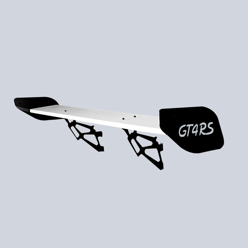 Image of GT4 RS Spoiler Shelf - Wall Mounted Car Spoiler Shelf for Home, Office, Garage | Race Car Inspired Display Shelf | Automotive Decor, Motorsports Furniture (White)