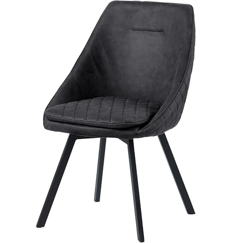 TRISENS Chaise de salle à manger, design avec revêtement en cuir synthétique, aspect vieilli, pour cuisine, couleur : noir, quantité : 1 pièce