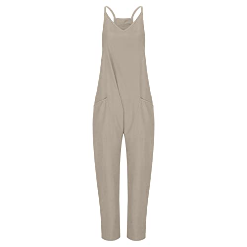 Womens Casual Sleeveless Jumpsuits Jumpsuits Summer 2023 Casual Loose Oversized Sleeveless Strap Bib Overalls Wide Leg Stretchy Long Pant Romper Enterizos De Mujer #TOP4