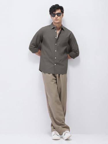 Image of Urbano Fashion Men's Cotton Full Sleeve Regular Fit Casual Solid Shirt