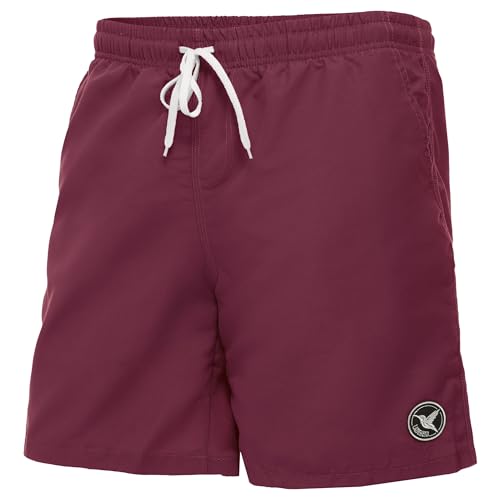 Ladeheid Bañador Hombre, Short de Natación con Secado Rápido, Forro de Malla Interior, Pantalón Corto con Bolsillos Laterales y Traseros, Cintura Elástica Ajustable LA40-129 (Borgoña, XXL)