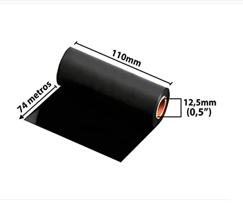 Kit com 12 Rolos Ribbon Cera 110x74 para Impressora Térmica Zebra GC420