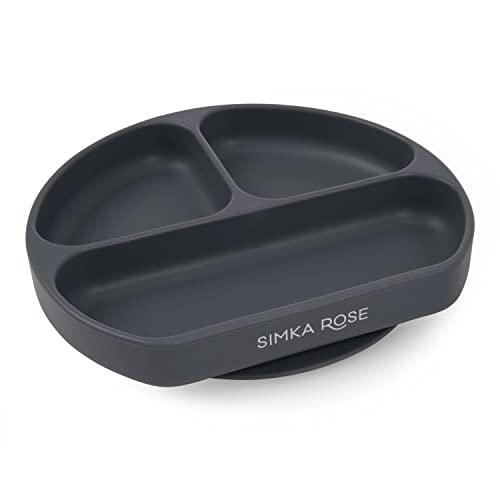 Image of Simka Rose Baby Suction Plates for Baby & Toddler Plates Silicone Plate Baby Baby Dishes- BPA Free Silicone Divided Design Microwave & Dishwasher Safe - Baby Led Weaning Supplies Utensils (Pack of 1)