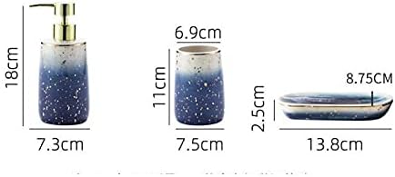 Miniatura 6 de Juego de accesorios de baño, 4 piezas de diseño de mármol, accesorios de baño con dispensador de jabón, soporte para cepillo de dientes, vaso de