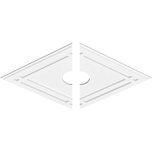 Image of Ekena Millwork CMP36X24DD2-05000 Diamond Architectural Grade PVC Contemporary, Two Piece Urethane Ceiling Medallions 36 inchW x 24 inchH x 5 inchID x 12 3 /4 inchC x 1 inchP