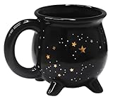 RAISLY Astral Cauldron Coffee Mug 300ml/10oz Black Ceramic Witch Mugs, Adorable Sorceress’s Potion Themed Water Cups, All-Season Drinkware, Ideal for Halloween Easter and Party Presents