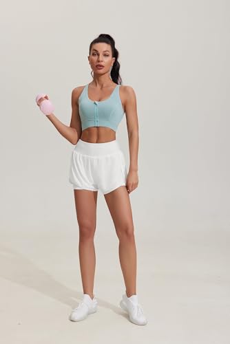 PINSPARK Pantalones Deportivos para Mujer Pantalones Cortos para Correr Pantalones Cortos Deportivos de Cintura Alta 2 en 1 con Bolsillo Secado rápido Fitness Yoga Jogging Pantalones de Entrenamiento - imagen 3