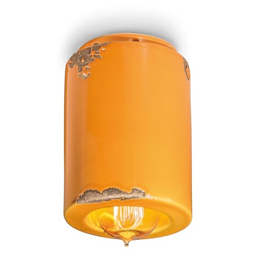 Plafonnier C985 Ferroluce illuminez votre cuisine rustique en jaune vintage