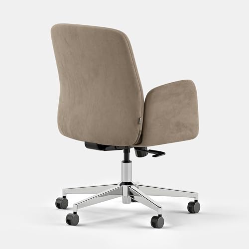 Image of Branch Softside Mid Century Modern Office Chair | Removable Arms with Luxury Cloud-Like Comfort, Adjustable Height, Integrated Lumbar Support, Velvet Fabric, Taupe