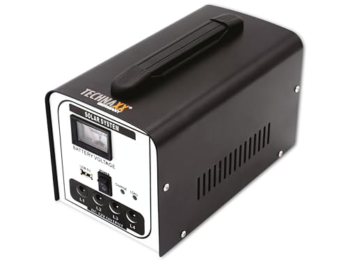 Technaxx 18W Solar Powerstation Set TX-200 mit einem faltbaren Solarpanel & 4x LED-Glühbirnen für Outdoor, Camping & Notfälle – Bis zu 36 Std. Arbeitszeit, USB-Ladeanschluss, Wiederaufladbare Batterie