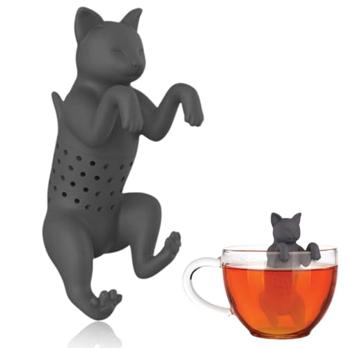 GXGM Infusore per Tisane Silicone Infusori da Tè in Silicone Riutilizzabili Cute Animal Infusore da Tè Infusore per Te e Tisane a Infuser Divertente Colino da Tè per Tazza, Gatto Nero, 1 pezzo