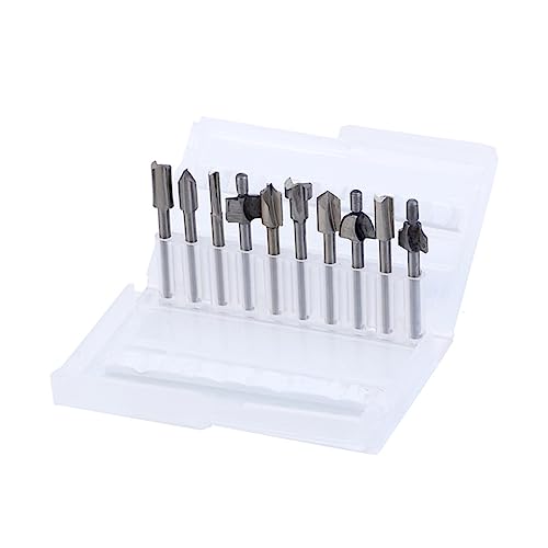 KALLORY Woodworking Tools Accessories 10pcs Router Bit Set Flush Cut Milling Trimmer Slotting Bit for Router DIY