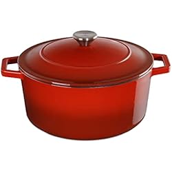 Cacerola Horno Para Vitroceramica Mellerware - Cacerola de hierro fundido CUKING Heavy 22cm 3,3L | Apta para todos tipos de cocina: vitrocerámica, gas, horno, placa electrica e induccion | Antiadherente | Libre PFOA y PTFE | Roja