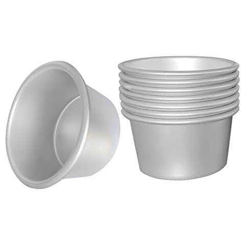 FRIGIIRE Pudding Cups Molds Individual Popover Pan Cupcake Muffin Baking Maker Aluminium 8 Pieces(3.74 x 2 x 2.87 Inch) Cover