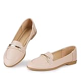 MUSSHOE Flats Shoes Women Dressy Flats for Women Dressy Comfortable Loafers for Women, Beige 9