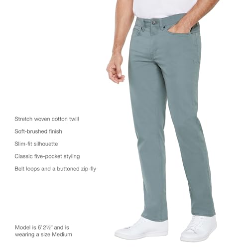 Image of GAP Mens Pants, Lightweight Slim Fit 5-Pocket Cotton Twill Mens Casual Pants - Blue 32W X 30L