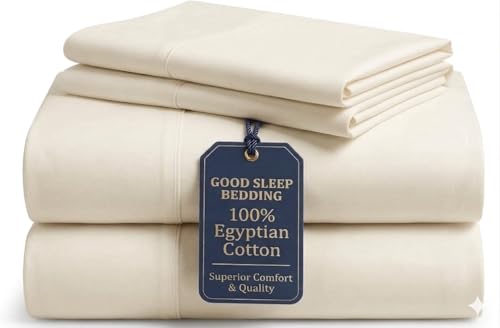 Good Sleep Bedding Bed Sheets Full Size, 4 Piece, 100% Egyptian Cotton Full Sheet Set, Silky Sateen...