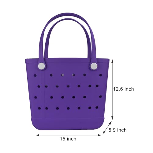 Medium Rubber Beach Bag, Waterproof Tote Bags Washable Sand-proof Travel Hand Bags for Pool Boat Work Sports2