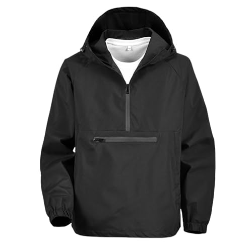 evzosrz Rain Jacket Men Quarter Zip Pullover Waterproof Lightweight Windbreaker Hooded Raincoat for Outdoor Hiking Running2