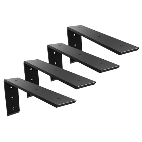 Image of Countertop Support Brackets 10 Inch Heavy Duty 0.4 Inch Thick Countertop Hidden Bracket 10"x6"x2.5" L Bracket Metal Corbels for Quartz/Granite/Wood/Concrete/ Laminate Countertops (4pack)