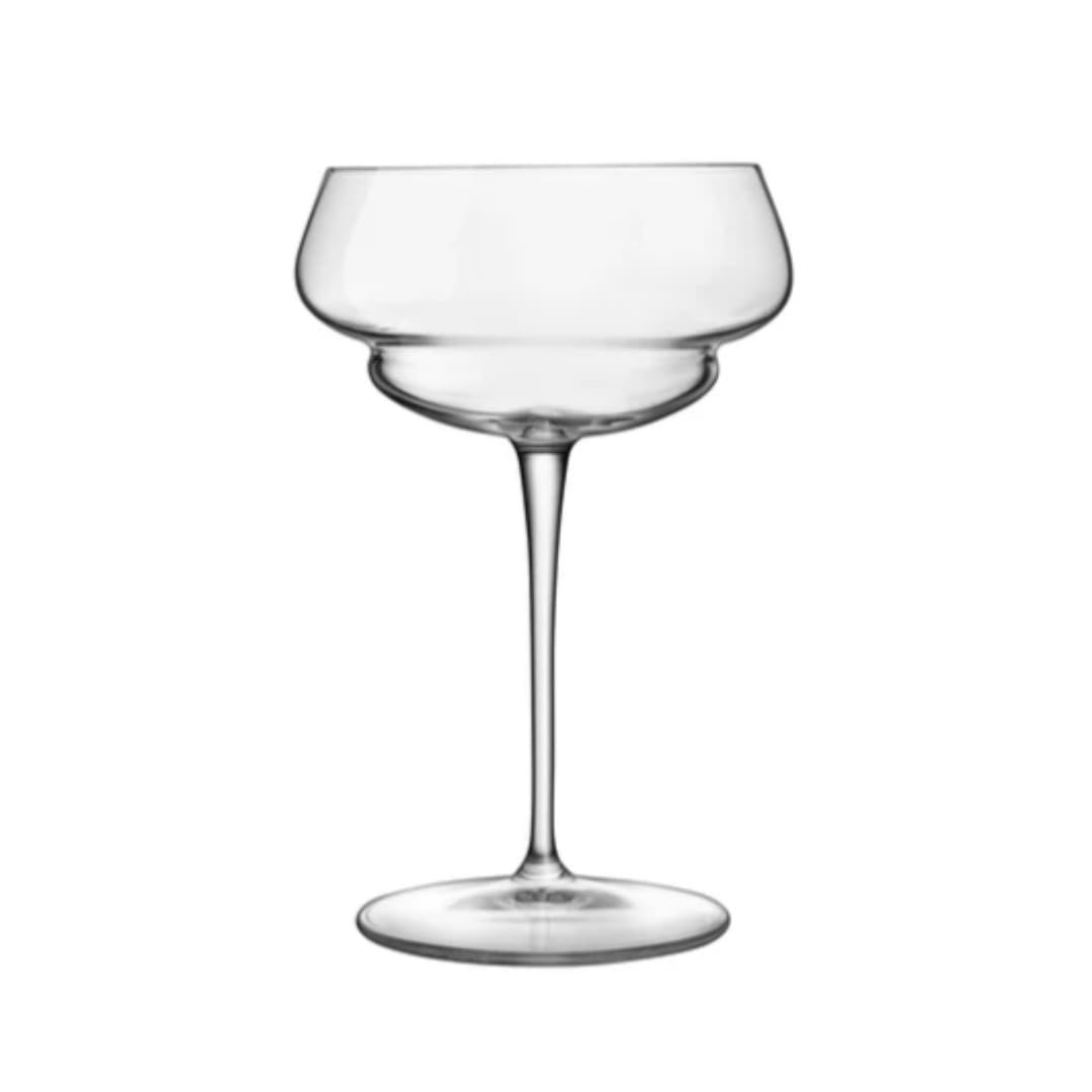 Luigi Bormioli Juego de 4 vasos de cóctel Coupe de 300 ml, copas de cóctel de cristal champán, cristalería reforzada de titanio súper ligero