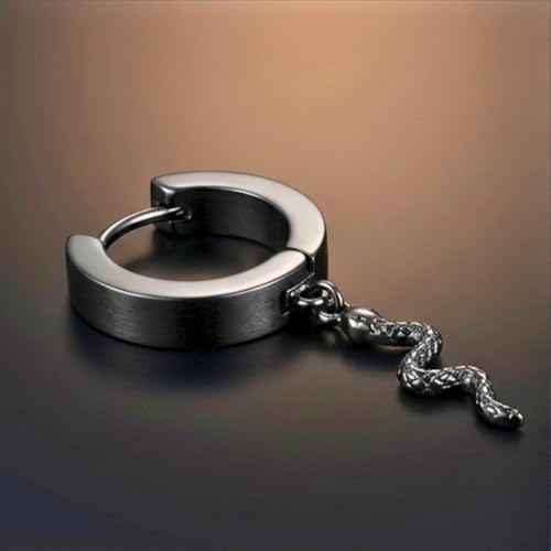 Image of THE MEN THING SNAKLET BLACK - Titanium Steel Hoop Earrings for Men & Boys