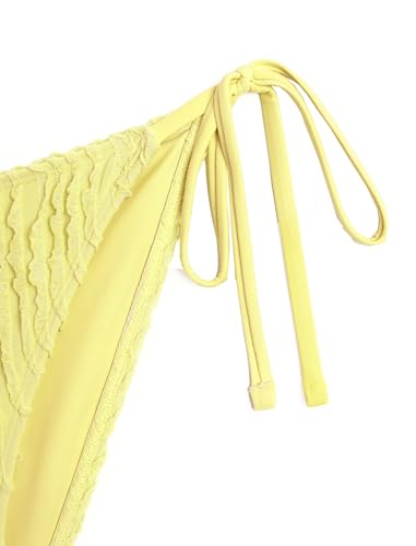 Image of ZAFUL Halter Swimsuits for Women Textured Backless 2 Piece Bathing Suits Cheeky High Cut String Tie Side Bikini Sets
