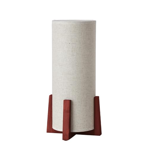 KUNJOULAM Modern Small Table Lamps, Nightstand Lamp with Linen Fabric Shade, 13.9" Cylinder Bedside Table Lamp for Bedroom, Cafe, Living Room Home Decor
