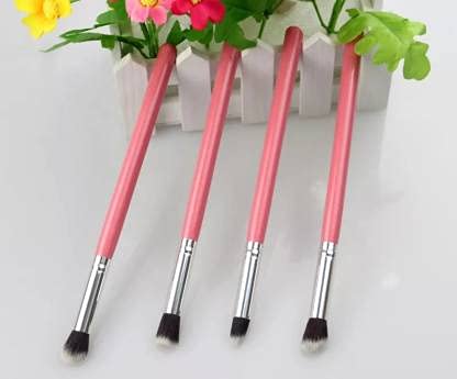 Kamz Beauty Eyeshadow Blending Foundation Pencil Brush, Pack of 4 (Pink)