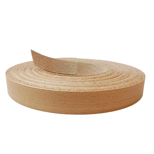 Beech Edge Banding 3/4" X 50' Roll,Preglued Iron On Wood Veneer Strips,Hot Melt Self Adhesive Edgebanding Roll,Flexible Wood Tape Edging Trim for Furniture Plywood Cabinet Repair