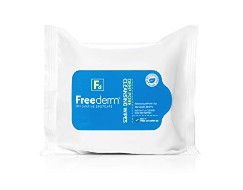 Freederm Toallitas de limpieza de cara de poros profundos para pieles propensas a manchas, combate bacterias causantes de manchas, biodegradables, 25 unidades