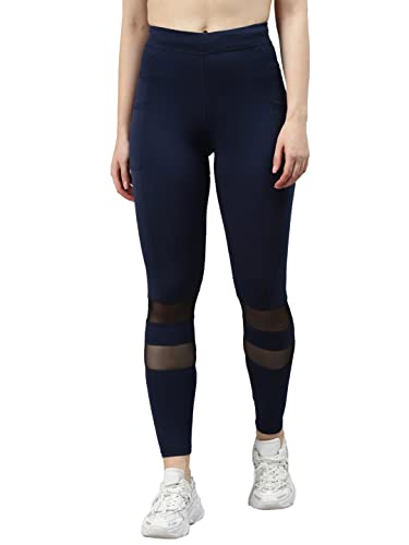 Image of BLINKIN Women's & Girl's Gym Wear Skinny Fit Mid Rise Tights Track Pant With Mesh Insert & Side Pockets : Ideal For Active Wear, Yoga & Workout - The Ultimate Gym Pants (6081)