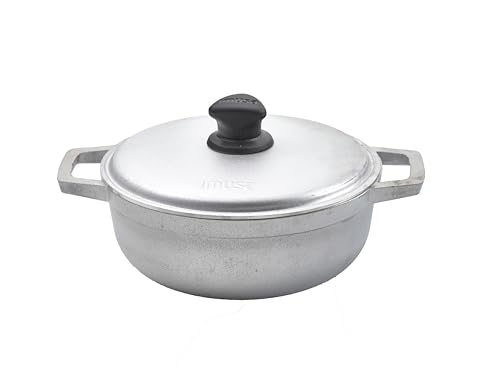 IMUSA USA Traditioneller kolumbianischer Caldero (Dutch Oven) zum Kochen und Servieren, 1,6 Qt, silberfarben