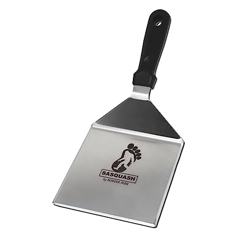 The Sasquash 'Mammoth' Smash Burger Spatula - Professional Grade Extra Wide Hamburger Turner - Heavy Duty 6 x 5.5 Inch, One Pound Knife Grade Stainless Steel, Blackstone BBQ Griddle and Grill Tool Cover