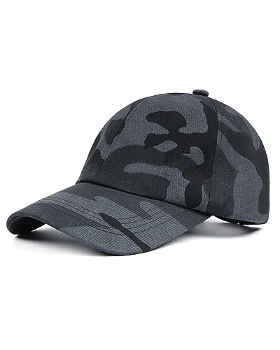 Zylioo Gorra de béisbol XL/XXL para hombre y mujer, gorra con visera, gorras de béisbol deportivas, 55-65, Falda común (7 cm) - camuflaje gris, XXL