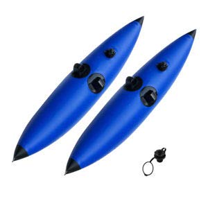 ELECTROPRIME Pack 2 Blue Kayak Fishing Floating Inflatable Stabilizer & Air Valve Adapter