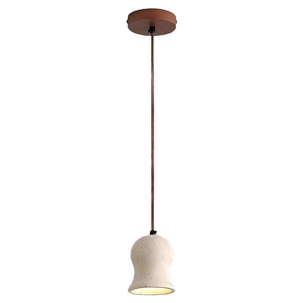 NHPJFDC 3.9" Nordic Retro Yellow Travertine Walnut Wood Hanging Ceiling Lamp Minimalist Pendant Light Bedside Living Room Kitchen Island E26 Base 59.1-Inch Adjustable Cord
