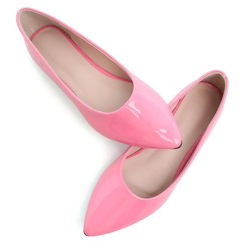 Hee grand Women's Classic Pointed Toe Flats Patent Leather Dress Shoes Comfort Low Heel Work Shoes Women Fashion Flats3