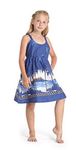 Matchable Family Hawaiian Luau Men Women Girl Boy Clothes in Diamond Head Palms Beach Navy2