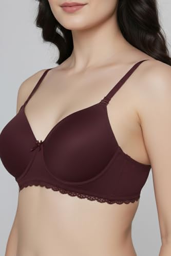Image of Zivame Padded Plunge Wired Medium Coverage Tshirt Bra-Silver Bullet
