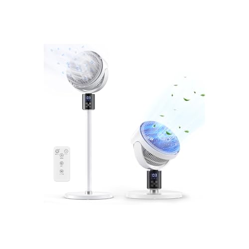 サーキュレーター DCモーター 3D 首振り 【2025年新モデル · AI機能】リビング扇風機 パワフル送風 空気循環 リビング/卓上兼用扇風機 AI風量調整 360°上下左右 自動首振り 空気清浄 消臭 マイナスイオン 3モード 6段階調節 3段階高さ調整 静音設計 省エネ 12時間タイマー 節電対策リモコン付 暑さ対策冷房/除湿/換気 日本語説明書 最大30畳対応 PSE認証済 (ホワイト)のサムネイル