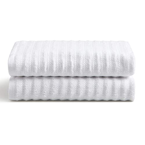 Cosy House Collection Luxury Bamboo 2-Pack Towel Set - Ultra Soft, Absorbent & Quick Drying - Plush Cotton Hotel Spa Quality - 68cm x 137cm - (Bath Towel, White)