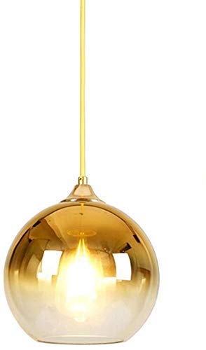 Lámpara colgante de cristal esférico nórdico y acero inoxidable dorado de 30 cm