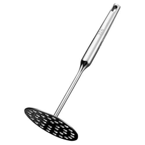 SOLUSTRE Manual Stainless Steel Potato Masher Kitchen Tool for Mashing Vegetables for Healthy Food Compact Design for Easy Storage and Travel Reusable Masher