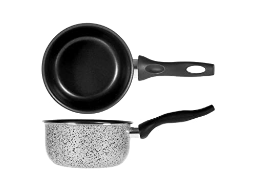 Foto von Home Salt Peper Kasserolle mit Griff, Antihaftbeschichtung, 16 cm, Aluminium, schwarz/grau, 16 cm