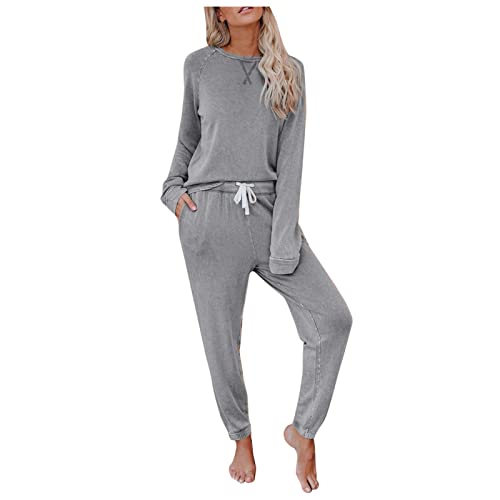Schlafanzug Damen Lang Pyjamaset Set Winter Pyjama Set Mit Bündchen...