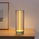 Schreibtischlampe LED Dimmbar - Tischlampe Kabellose mit 1500 mAh Aufladbare Akku, Minimalistische Nachttischlampe Touch Dimmbar Magnetische Schreibtischlampe USB Ladeanschluss für Lesen (7*7*14 CM)