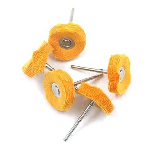 Image of Mini Cotton Buffing Wheel 25mm dia 3mm Shank 5pcs set for Jewelry, Jade, Watch, Glass & Stone Polishing | Cloth Buff Wheel for Rotary Tool, Dremel | DIY & Industrial Grade