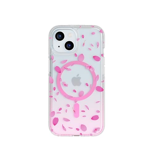 Image of Tech21 FlexQuartz Phone case for iPhone 17e, iPhone 15 - Compatible with MagSafe - 15x Military Standard Protection - Cherry Blossom Design